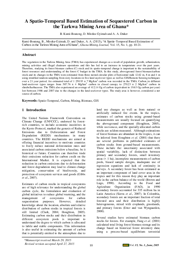 (PDF) A Spatio-Temporal Based Estimation of Sequestered Carbon in the ...