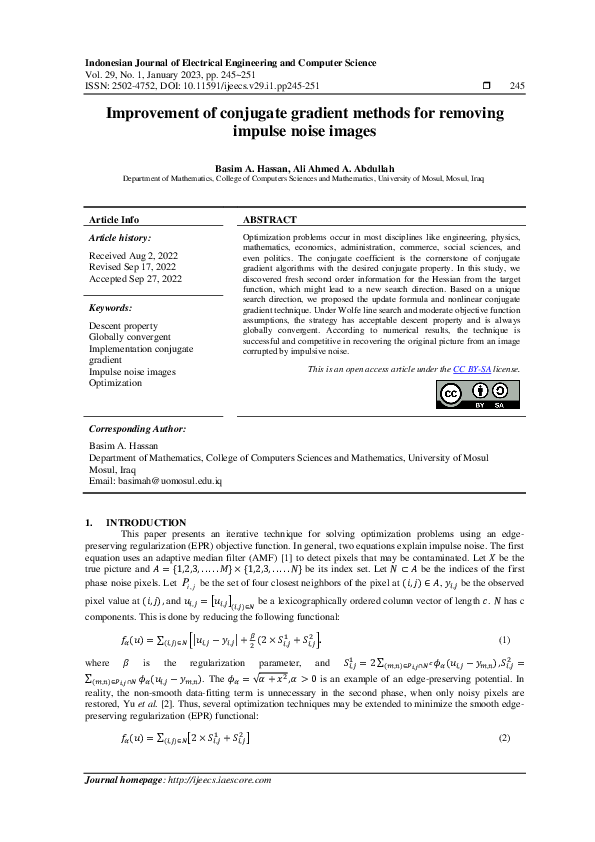 (PDF) Improvement of conjugate gradient methods for removing impulse ...