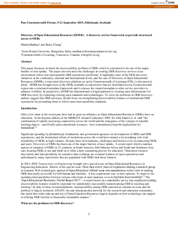 (PDF) Directory of Open Educational Resources (DOER): A discovery ...