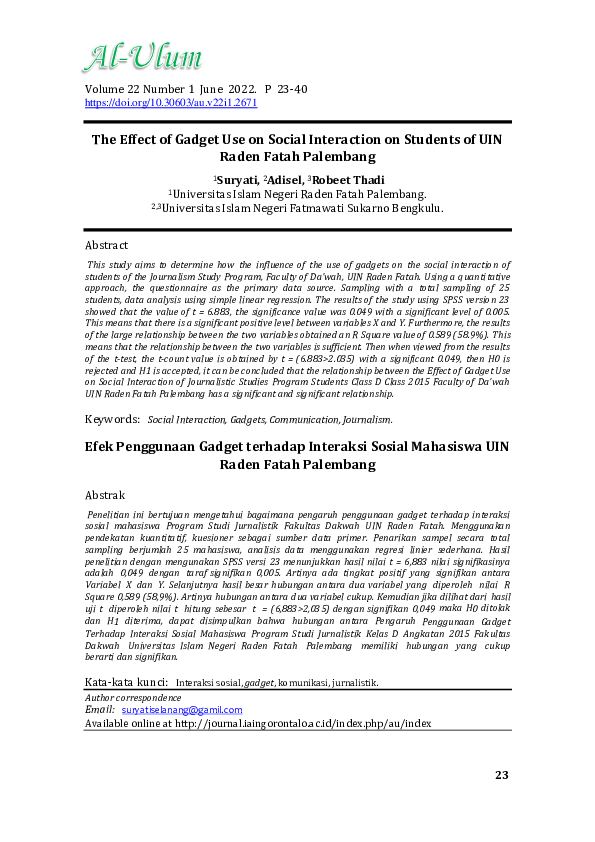 The Effectiveness of Using Gadgets on Students' Learning Interests and ...