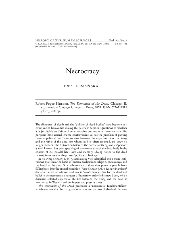  pdf necrocracy rev robert p harrison the dominion of the dead