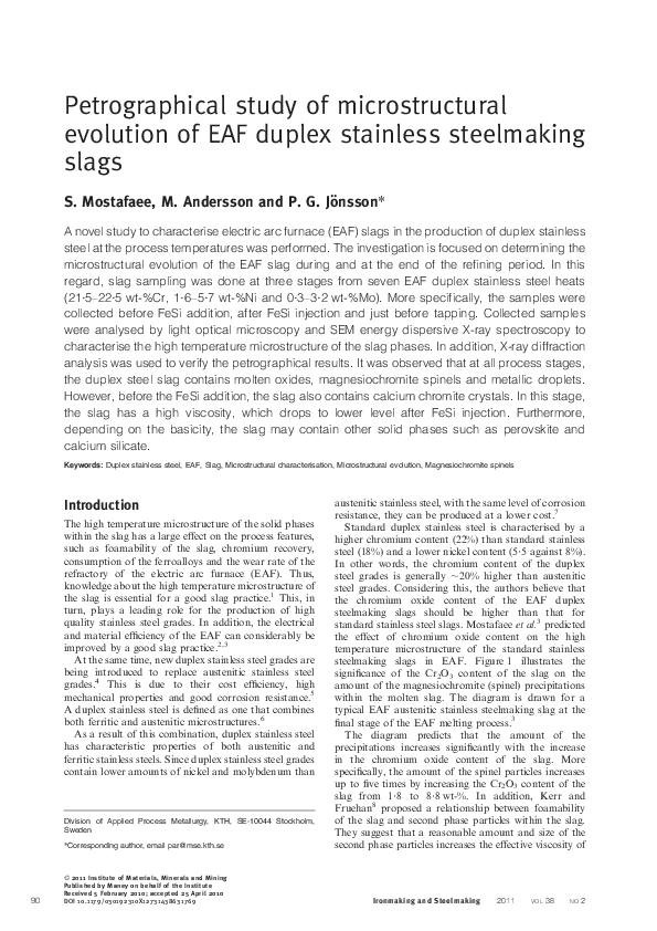 (PDF) Petrographical study of microstructural evolution of EAF duplex ...