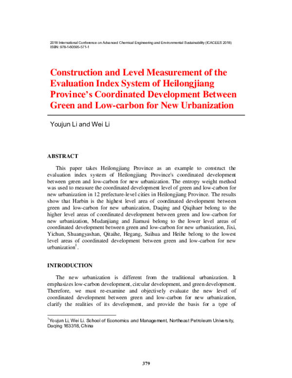 (PDF) Construction and Level Measurement of the Evaluation Index System ...