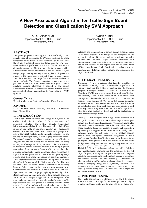(PDF) A New Area based Algorithm for Traffic Sign Board Detection and ...