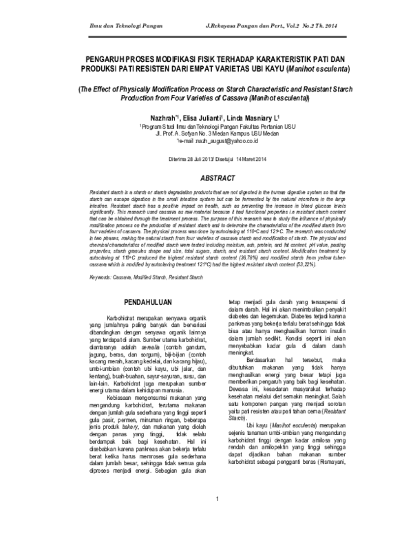 (PDF) The Effect of Physically Modification Process on Starch ...