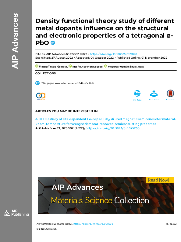 (PDF) Density functional theory study of different metal dopants ...