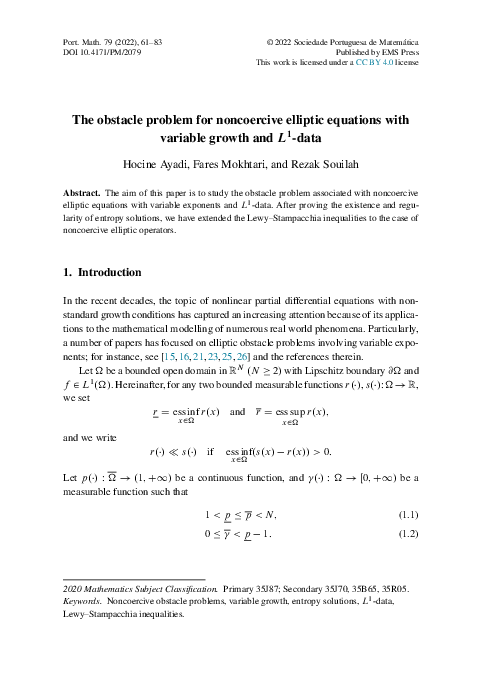 (PDF) The obstacle problem for noncoercive elliptic equations with ...
