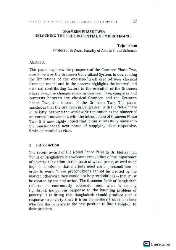 (PDF) Grameen Phase Two: Unlocking The True Potential of Microfinance