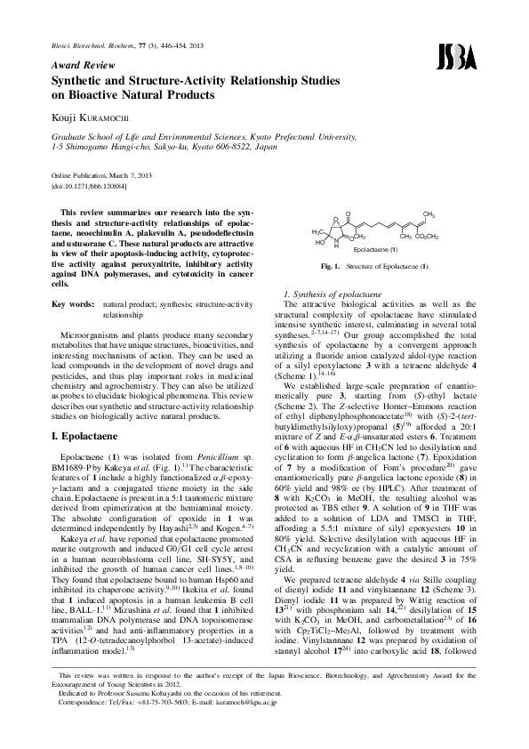 (PDF) Synthetic and Structure-Activity Relationship Studies on ...