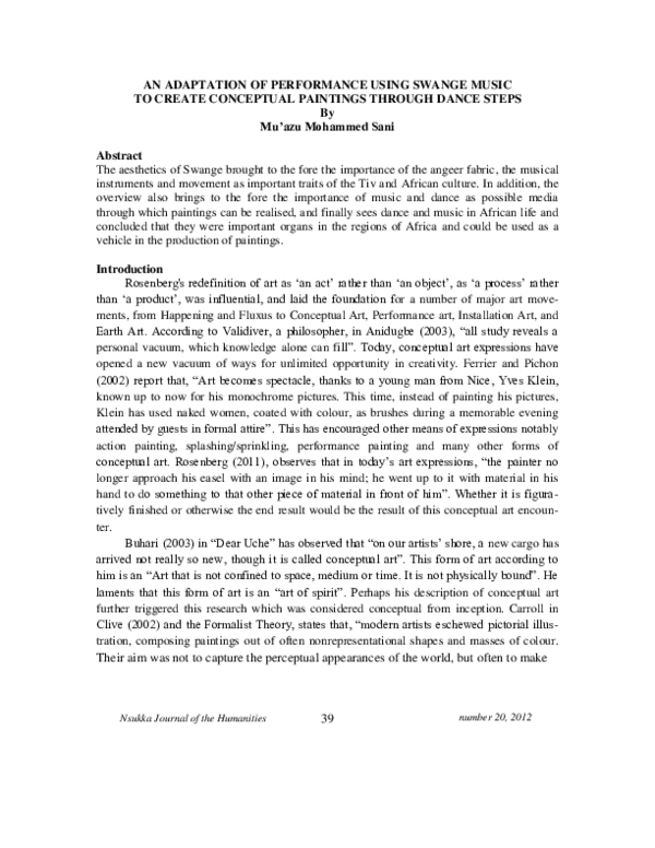 (PDF) AN ADAPTATION OF PERFORMANCE USING SWANGE MUSIC TO CREATE ...