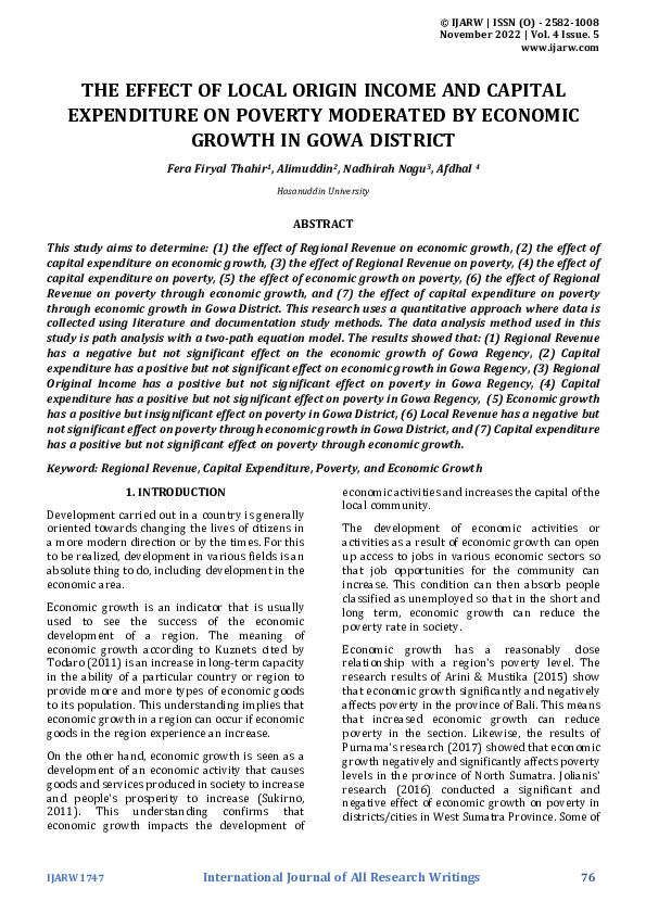 (PDF) THE EFFECT OF LOCAL ORIGIN INCOME AND CAPITAL EXPENDITURE ON ...
