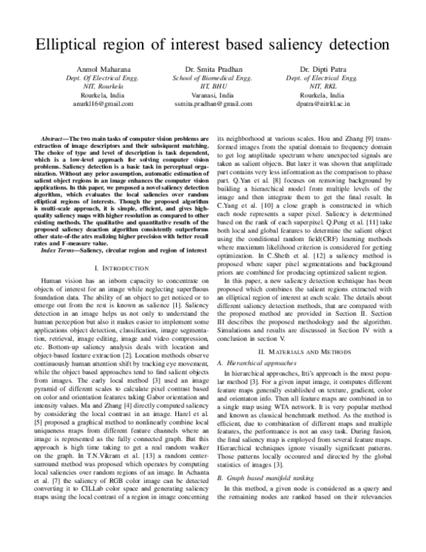 (PDF) Elliptical region of interest based saliency detection