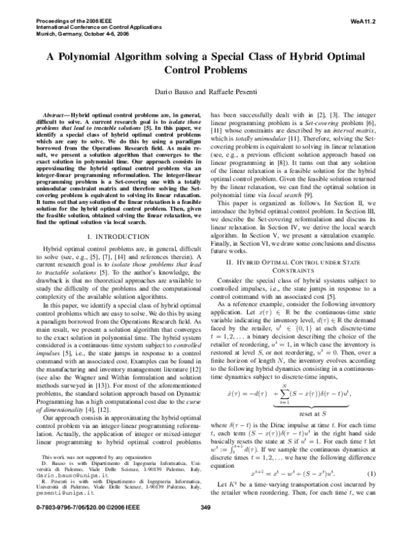 (PDF) A Polynomial algorithm solving a special class of hybrid optimal ...