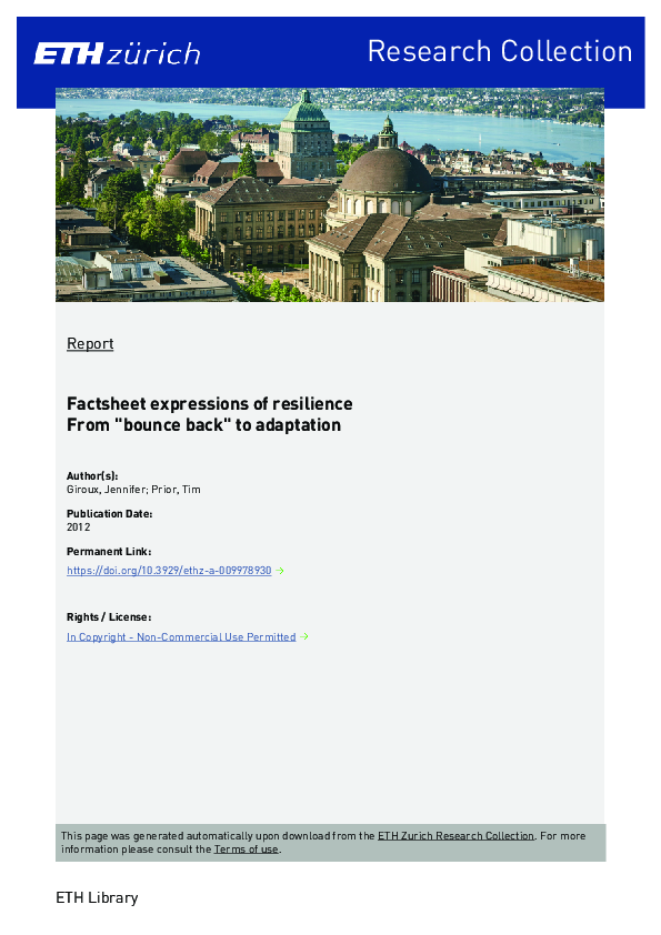 (PDF) Factsheet expressions of resilience: From 