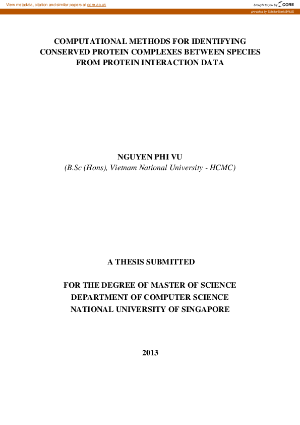 (PDF) Computational Methods for Identifying Conserved Protein Complexes ...