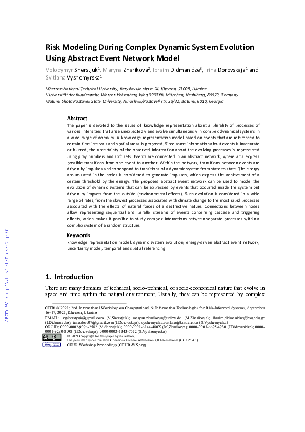 (PDF) Risk modeling during complex dynamic system evolution using ...