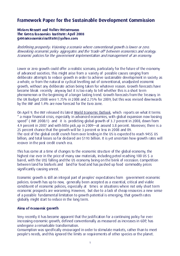 (PDF) Framework Paper for the Sustainable Development Commission