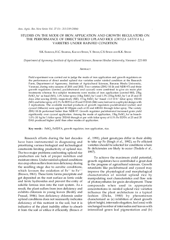 (PDF) Studies on the Mode of Iron Application and Growth Regulators on ...