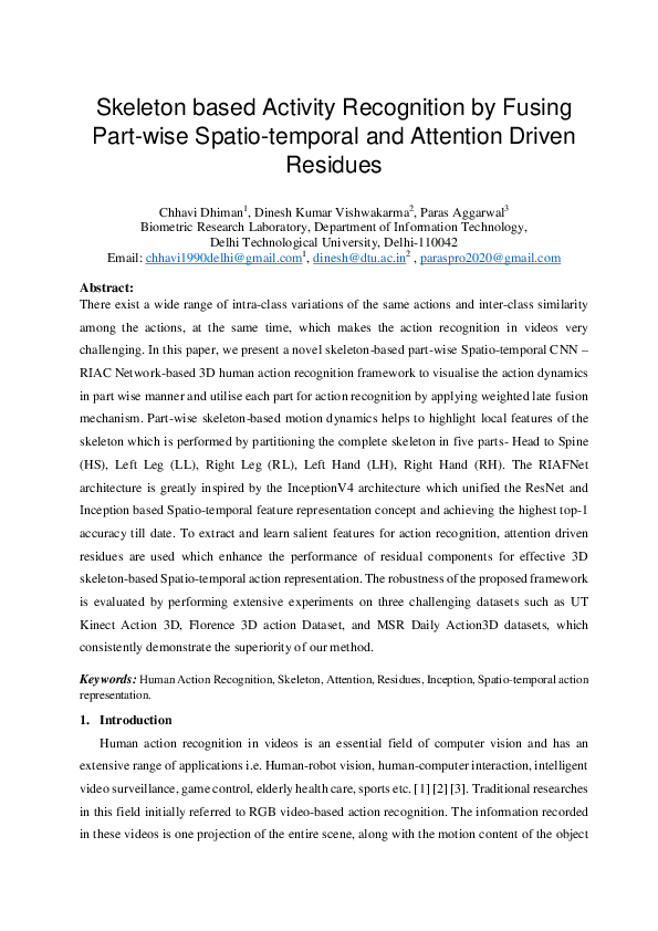 (PDF) Skeleton based Activity Recognition by Fusing Part-wise Spatio ...