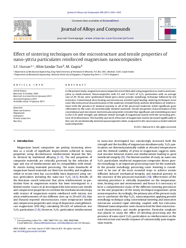(PDF) Effect of sintering techniques on the microstructure and tensile ...