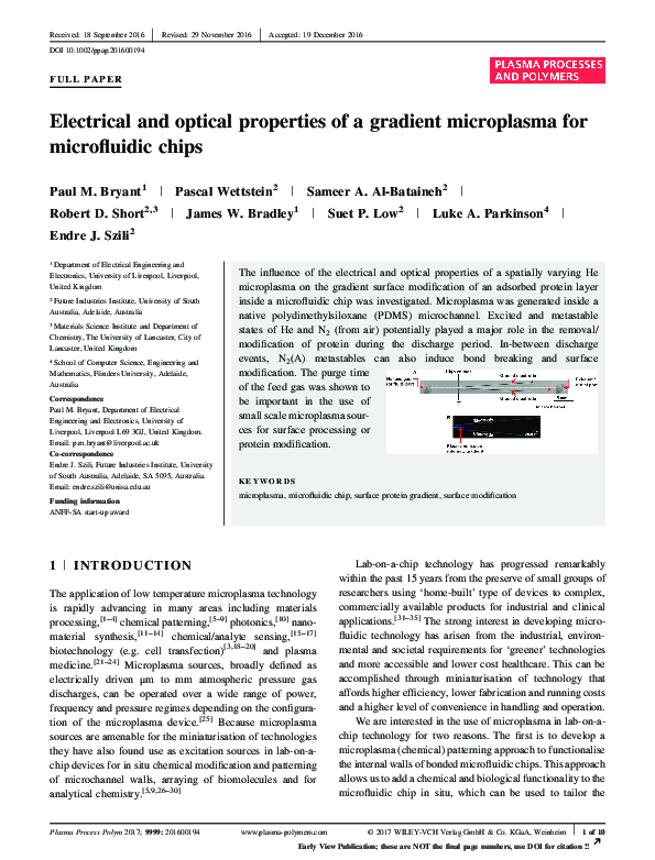 (PDF) Electrical and optical properties of a gradient microplasma for ...