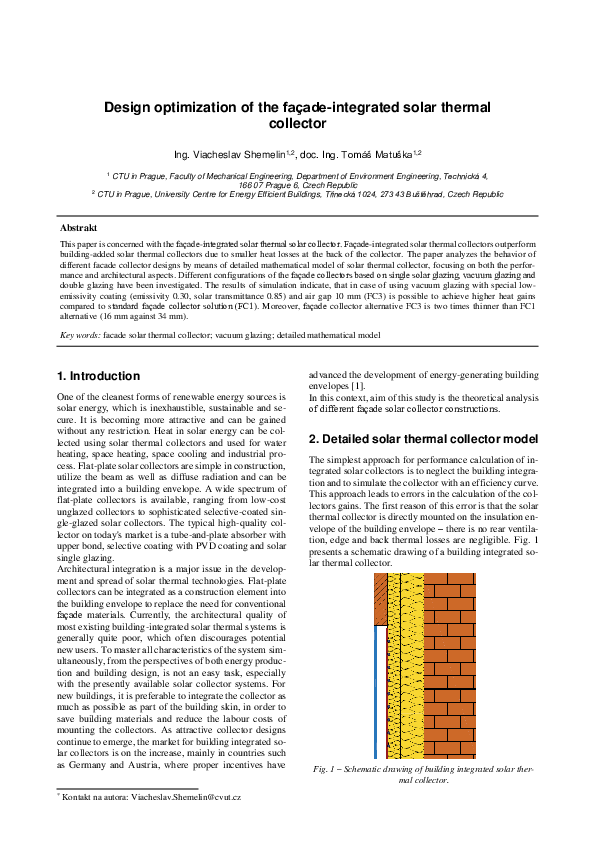 (PDF) Design optimization of the façade-integrated solar thermal