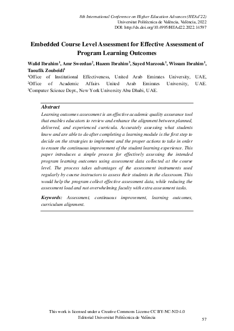 (PDF) Embedded Course Level Assessment for Effective Assessment of ...