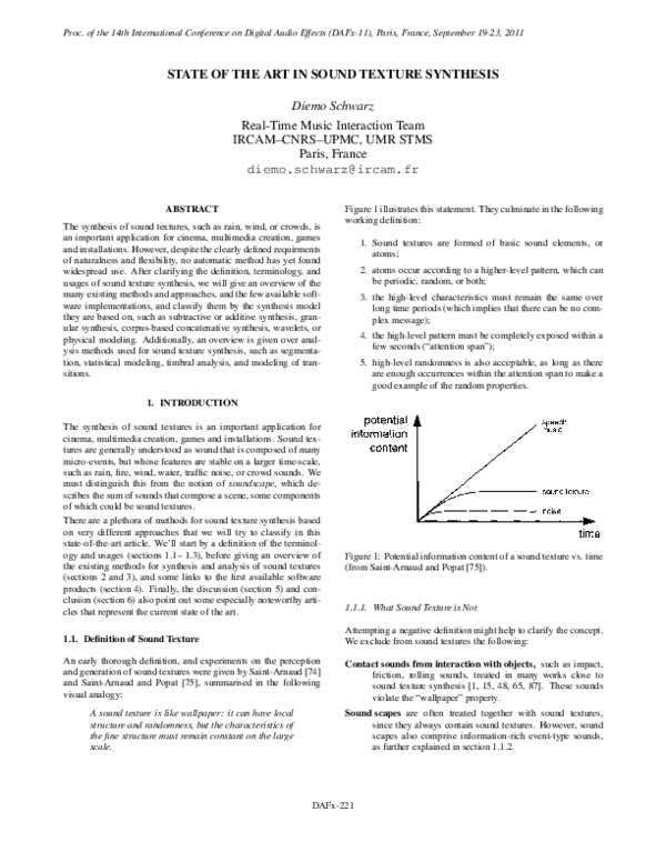 Image showcasing (PDF) State of the Art in Sound Texture Synthesis
