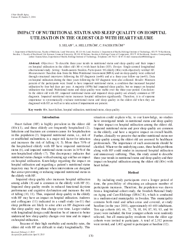 (PDF) Impact of nutritional status and sleep quality on hospital ...