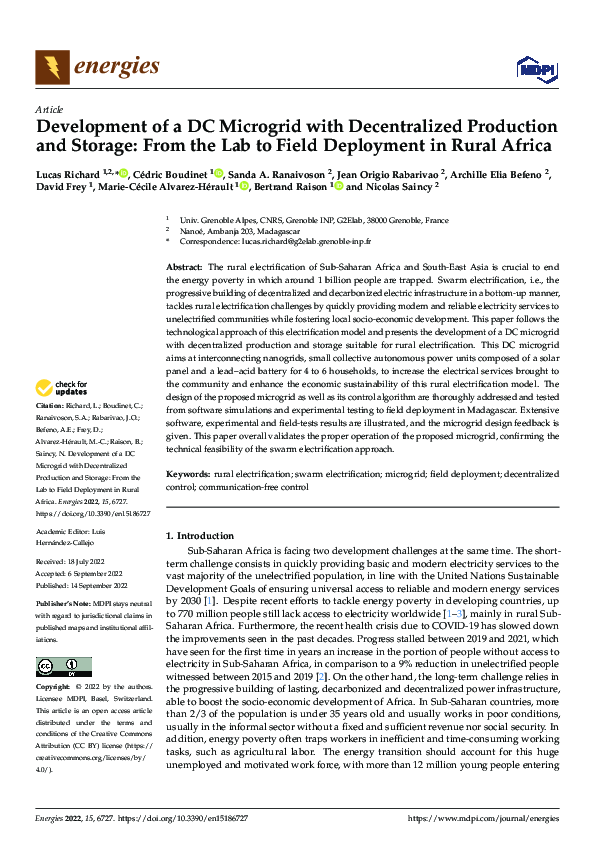 (PDF) Development of a DC Microgrid with Decentralized Production and ...