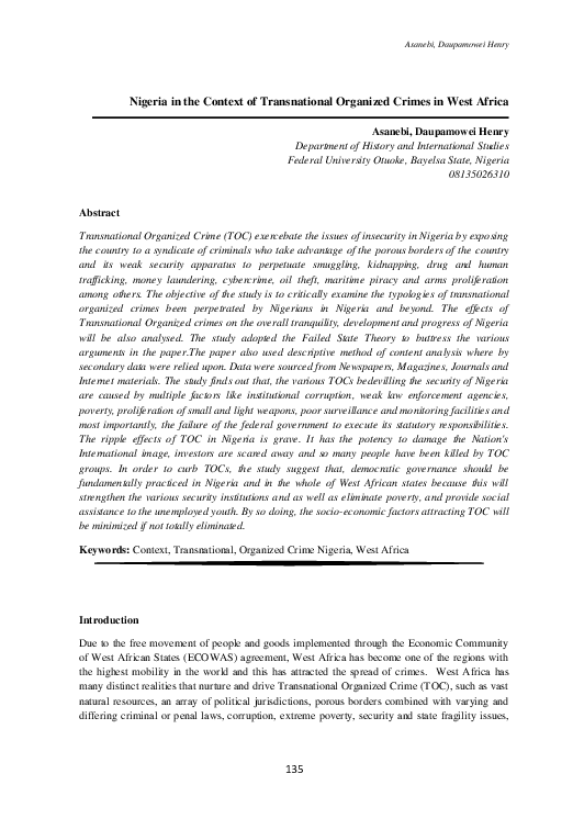 (PDF) Nigeria in the Context of Transnational Organized Crimes in West ...