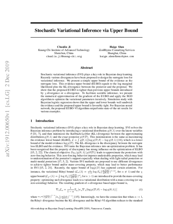 (PDF) Stochastic Variational Inference via Upper Bound