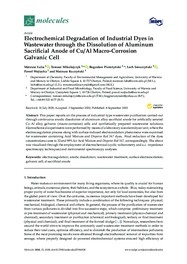 (PDF) Electrochemical Degradation of Industrial Dyes in Wastewater ...