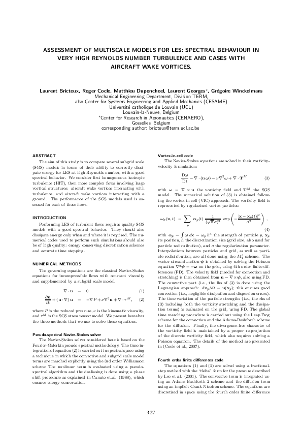 (PDF) Assessment of Multiscale Models for Les: Spectral Behaviour in ...