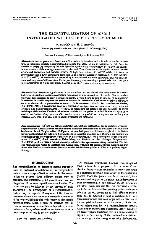 (PDF) The recrystallization of AlMn 1 investigated with pole figures by ...