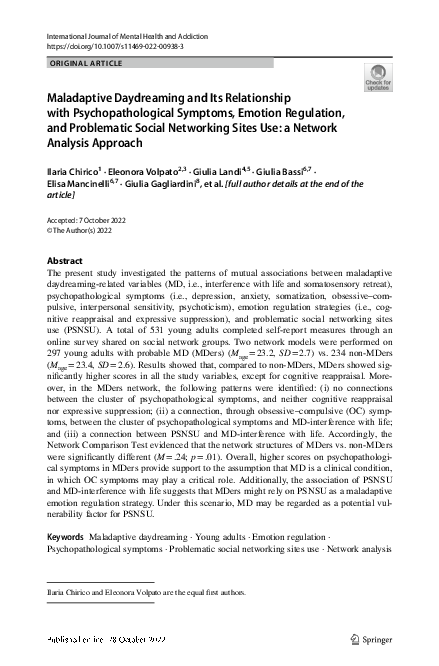 (PDF) Maladaptive Daydreaming and Its Relationship with ...