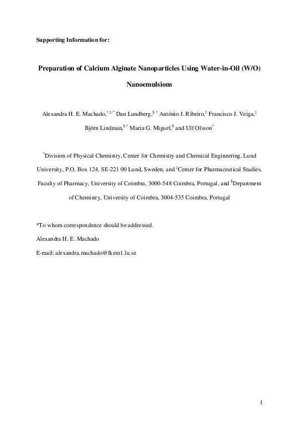 (PDF) Preparation of Calcium Alginate Nanoparticles Using Water-in-Oil ...