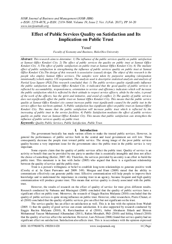 (PDF) Effect of Public Services Quality on Satisfaction and Its ...