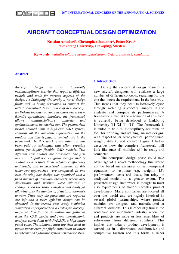 (PDF) Aircraft Conceptual Design Optimization