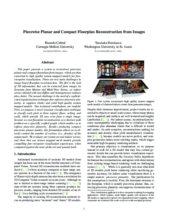 (PDF) Piecewise Planar and Compact Floorplan Reconstruction from Images