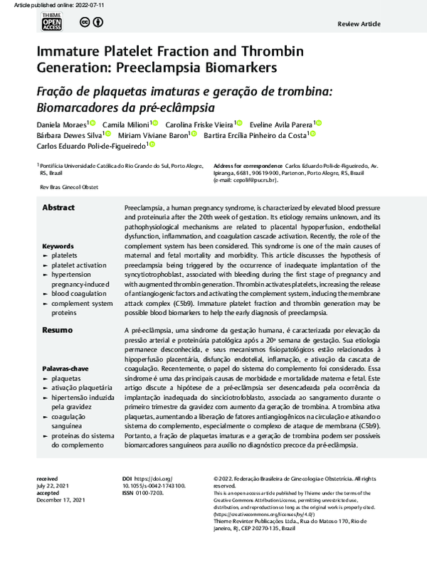 (PDF) Immature Platelet Fraction and Thrombin Generation: Preeclampsia ...