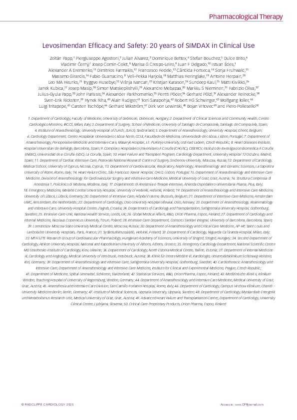 (PDF) Levosimendan Efficacy and Safety: 20 years of SIMDAX in Clinical Use