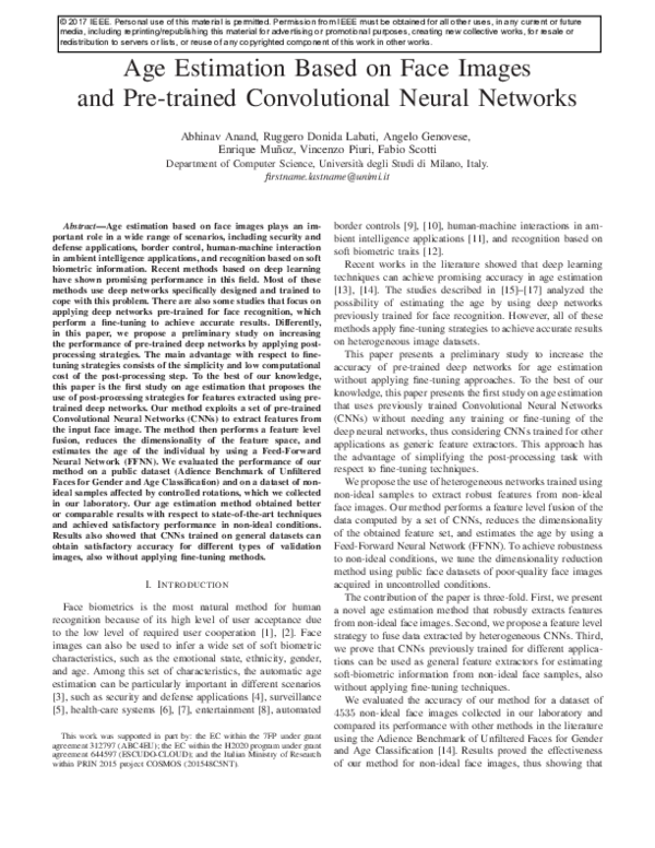 (PDF) Age estimation based on face images and pre-trained convolutional ...
