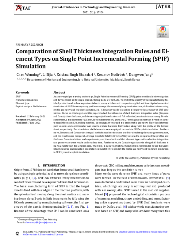 (PDF) Comparation of Shell Thickness Integration Rules and Element ...