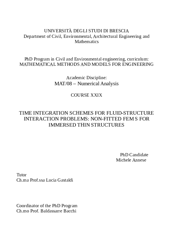 (PDF) Time integration schemes for fluid-structure interaction problems ...