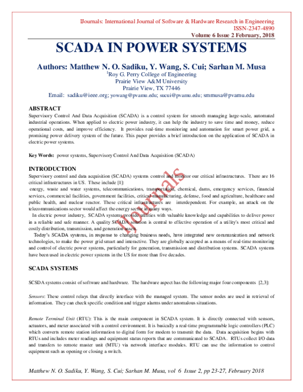 (PDF) Scada in Power Systems