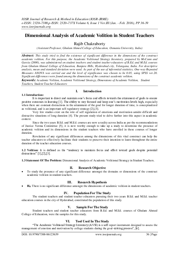 (PDF) A Study on the Relationship between Academic Volition and ...