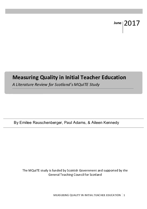 (PDF) Measuring quality in initial teacher education