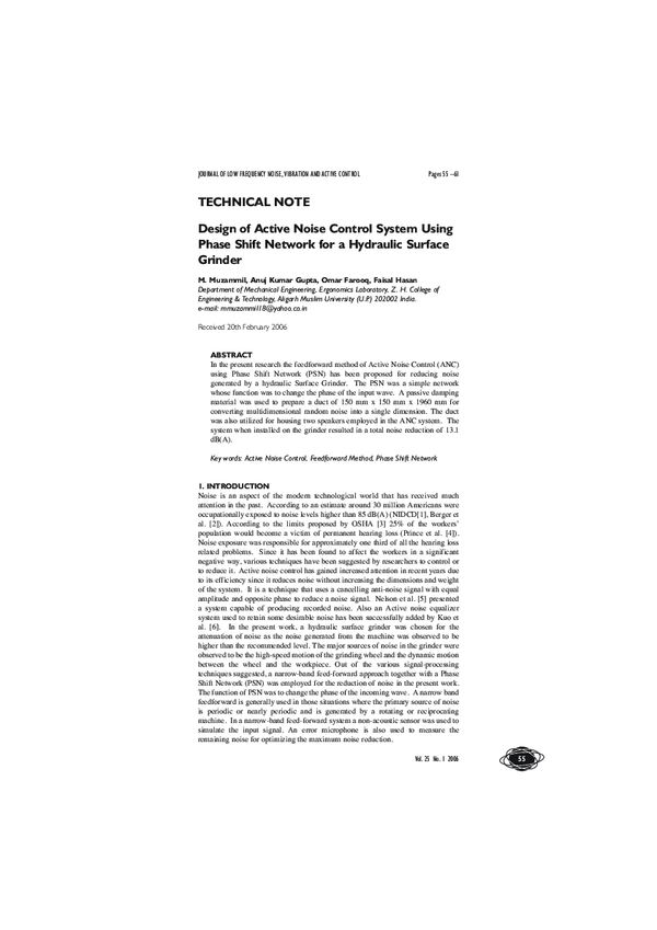 (PDF) Design of Active Noise Control System Using Phase Shift Network ...
