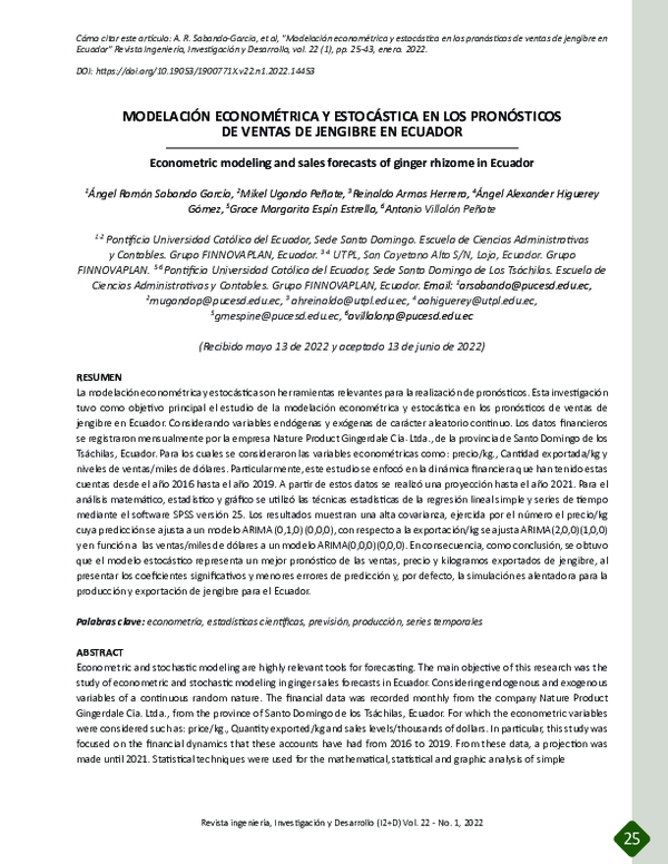 (PDF) Modelación Econométrica y Estocástica en Los Pronósticos De ...